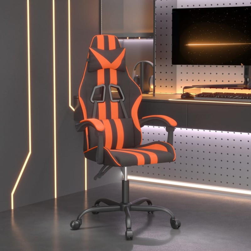 Sedia da Gaming Girevole Nero e Arancione in Similpelle Sedia da Gaming Girevole Nero e Arancione in Similpelle