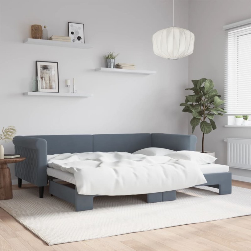 vidaXL Divano Letto con Letto Estraibile Grigio Scuro 90x200cm Velluto