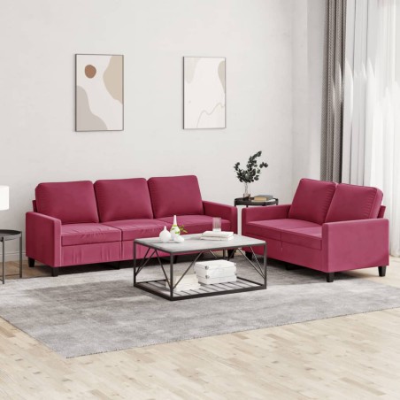 vidaXL Set di Divani 2 pz con Cuscini Rosso Vino in Velluto