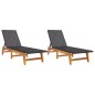 vidaXL Sdraio 2pz Nero e Marrone Polyrattan e Legno Massello di Acacia vidaXL Sdraio 2pz Nero e Marrone Polyrattan e Legno Massello di Acacia