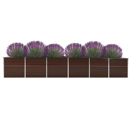 vidaXL Letto Rialzato Giardino in Acciaio Zincato 480x80x77 cm Marrone