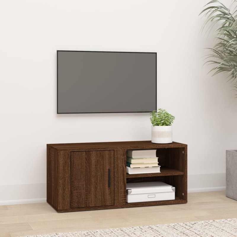 Mobile per TV Rovere Marrone 80x31,5x36 cm in Legno Multistrato Mobile per TV Rovere Marrone 80x31,5x36 cm in Legno Multistrato