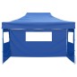 vidaXL Gazebo Professionale Pieghevole con 3 Pareti 3x4m Acciaio Blu vidaXL Gazebo Professionale Pieghevole con 3 Pareti 3x4m Acciaio Blu