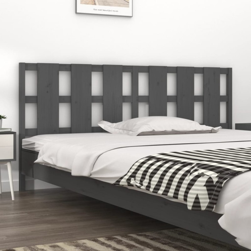 Testiera per Letto Grigia 205,5x4x100 cm Legno Massello di Pino Testiera per Letto Grigia 205,5x4x100 cm Legno Massello di Pino