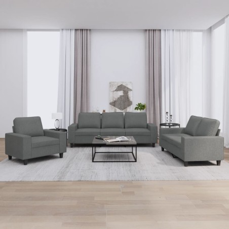 vidaXL Set di Divani 3 pz Grigio Scuro in Tessuto