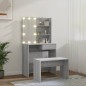 Set Tavolo da Toeletta con LED Grigio Sonoma Legno Multistrato Set Tavolo da Toeletta con LED Grigio Sonoma Legno Multistrato