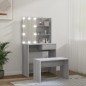 Set Tavolo da Toeletta con LED Grigio Sonoma Legno Multistrato Set Tavolo da Toeletta con LED Grigio Sonoma Legno Multistrato