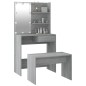 Set Tavolo da Toeletta con LED Grigio Sonoma Legno Multistrato Set Tavolo da Toeletta con LED Grigio Sonoma Legno Multistrato