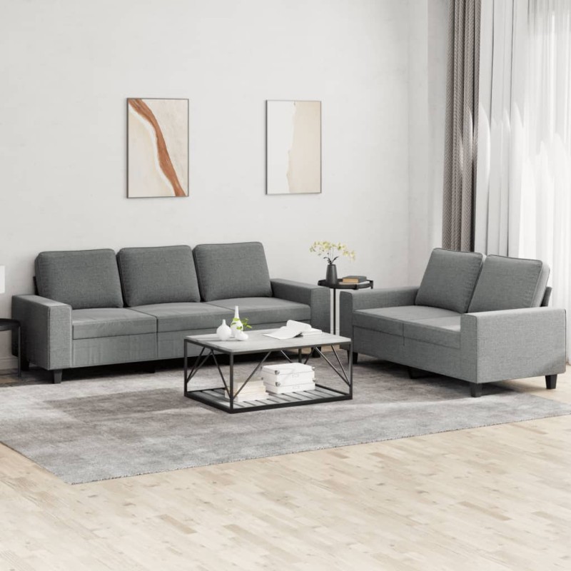 vidaXL Set di Divani 2 pz Grigio Scuro in Tessuto vidaXL Set di Divani 2 pz Grigio Scuro in Tessuto