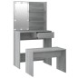 Set Tavolo da Toeletta con LED Grigio Sonoma Legno Multistrato Set Tavolo da Toeletta con LED Grigio Sonoma Legno Multistrato