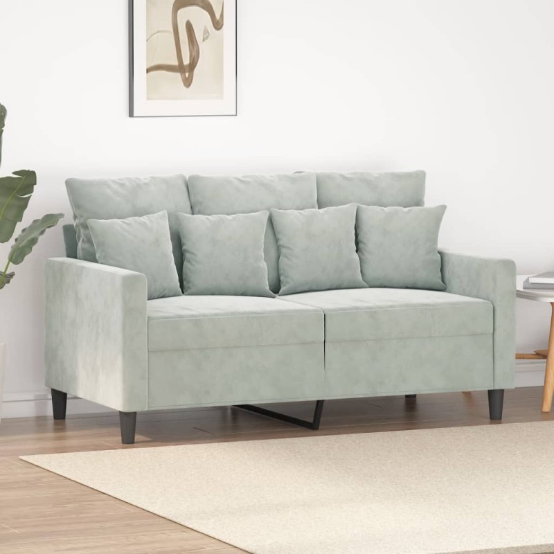 vidaXL Divano a 2 Posti Grigio Chiaro 120 cm in Velluto vidaXL Divano a 2 Posti Grigio Chiaro 120 cm in Velluto