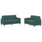 vidaXL Set di Divani 2 pz Verde Scuro in Velluto vidaXL Set di Divani 2 pz Verde Scuro in Velluto