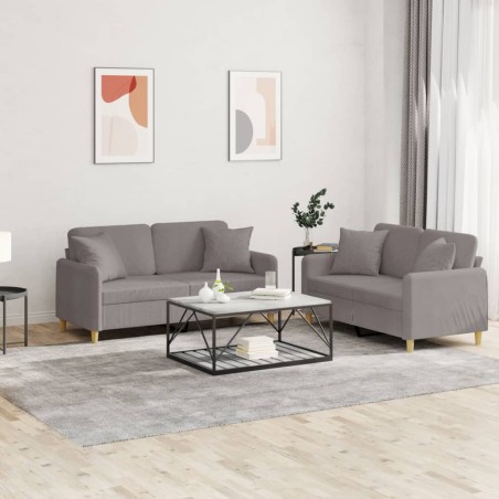 vidaXL Set Divani 2 pz con Cuscini Tortora in Tessuto