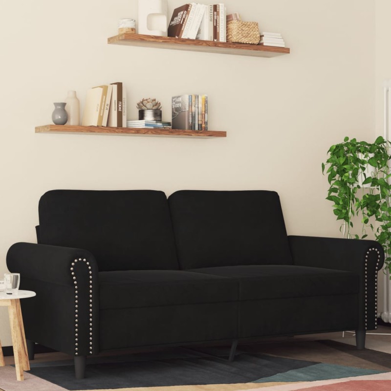 vidaXL Divano a 2 Posti Nero 140 cm in Velluto vidaXL Divano a 2 Posti Nero 140 cm in Velluto