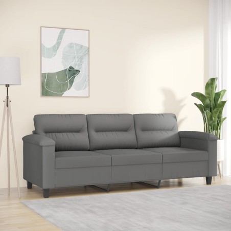 vidaXL Divano a 3 Posti Grigio Scuro 180 cm in Tessuto Microfibra