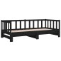 vidaXL Divano Letto con Letto Estraibile Nero 90x200cm Massello Pino vidaXL Divano Letto con Letto Estraibile Nero 90x200cm Massello Pino
