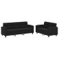 vidaXL Set Divani 2 pz con Cuscini Nero in Tessuto Microfibra vidaXL Set Divani 2 pz con Cuscini Nero in Tessuto Microfibra