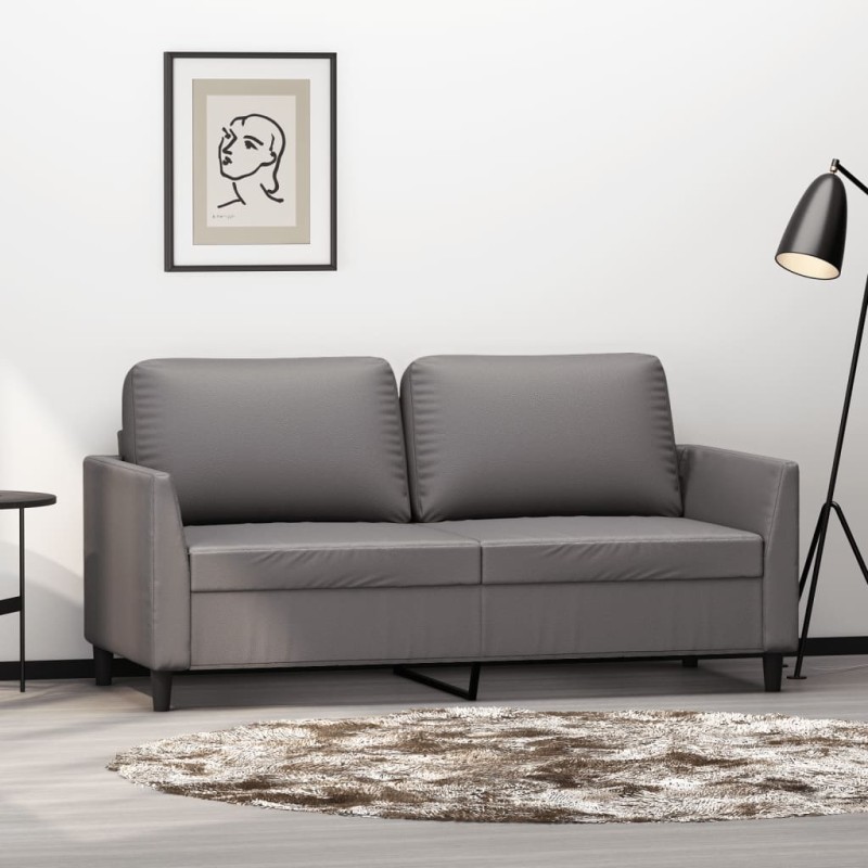 vidaXL Divano a 2 Posti Grigio 140 cm in Similpelle