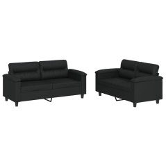 vidaXL Set di Divani 2 pz con Cuscini Nero in Similpelle
