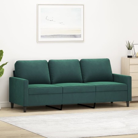 vidaXL Divano a 3 Posti Verde Scuro 180 cm in Velluto