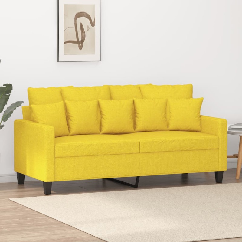 vidaXL Divano a 2 Posti Giallo Chiaro 140 cm in Tessuto vidaXL Divano a 2 Posti Giallo Chiaro 140 cm in Tessuto
