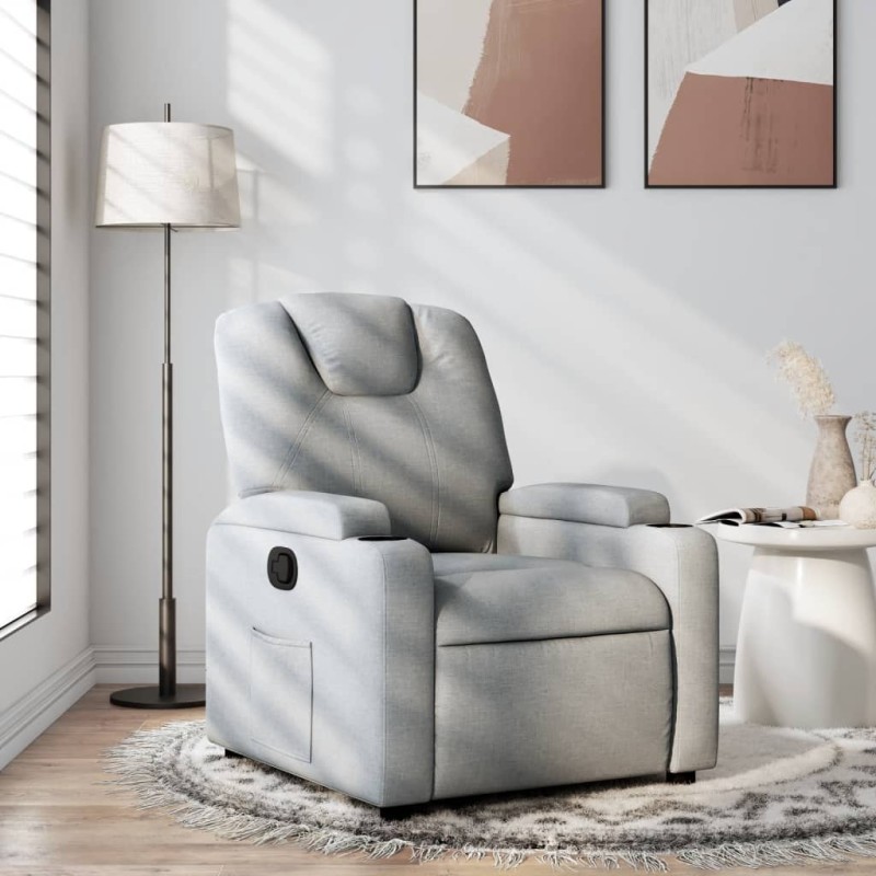 vidaXL Poltrona Reclinabile in Tessuto Grigio Chiaro