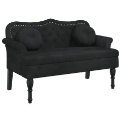vidaXL Panca con Cuscini Nera 120,5x65x75 cm in Velluto