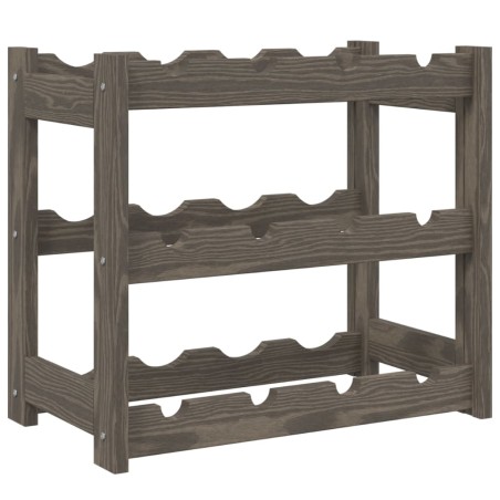 vidaXL Portabottiglie per 12 Bottiglie Grigio Legno Massello di Pino