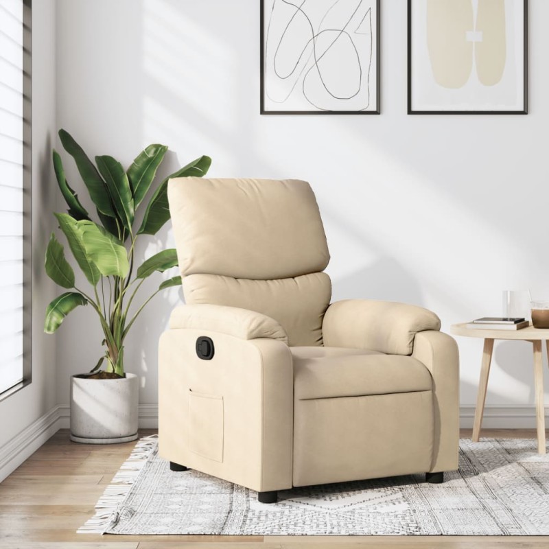 vidaXL Poltrona Reclinabile in Tessuto Crema