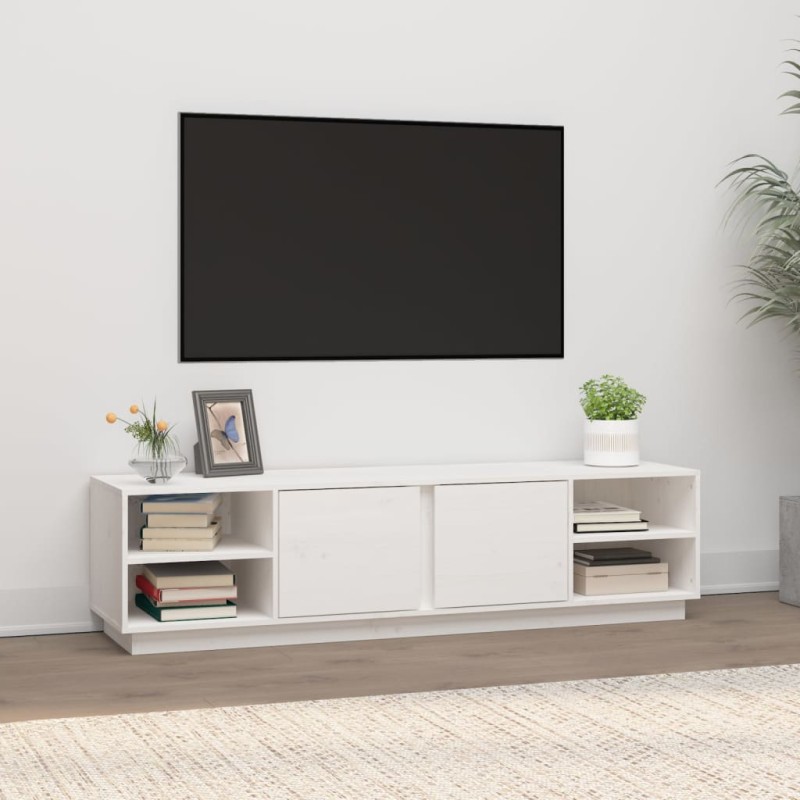 Mobile Porta TV Bianco 156x40x40 cm in Legno Massello di Pino Mobile Porta TV Bianco 156x40x40 cm in Legno Massello di Pino