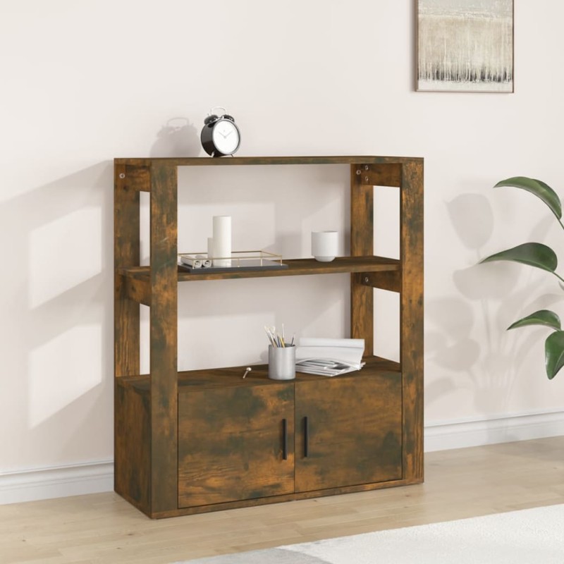Credenza Rovere Fumo 80x30x90 cm in Legno Multistrato Credenza Rovere Fumo 80x30x90 cm in Legno Multistrato