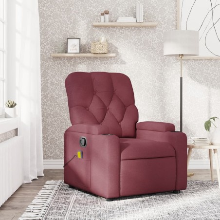 vidaXL Poltrona Massaggiante Reclinabile Rosso Vino in Tessuto