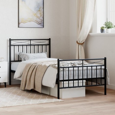 vidaXL Giroletto con Testiera e Pediera Metallo Nero 90x200 cm