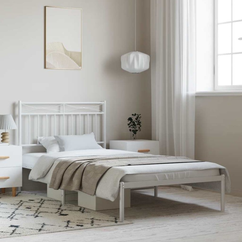 vidaXL Giroletto con Testiera Metallo Bianco 100x200 cm