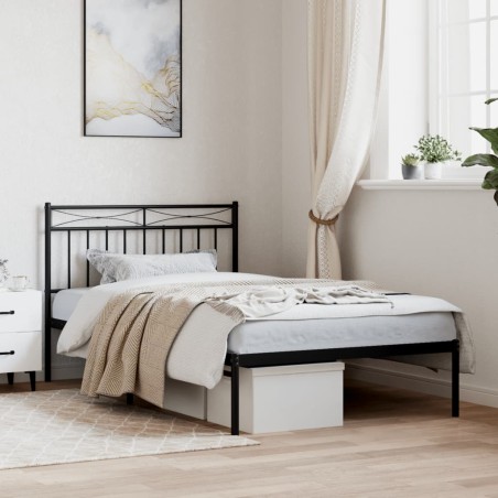 vidaXL Giroletto con Testiera in Metallo Nero 107x203 cm