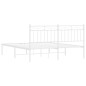 vidaXL Giroletto con Testiera Metallo Bianco 150x200 cm vidaXL Giroletto con Testiera Metallo Bianco 150x200 cm