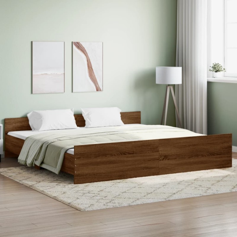 vidaXL Giroletto con Testiera e Pediera Rovere Marrone 200x200 cm vidaXL Giroletto con Testiera e Pediera Rovere Marrone 200x200 cm