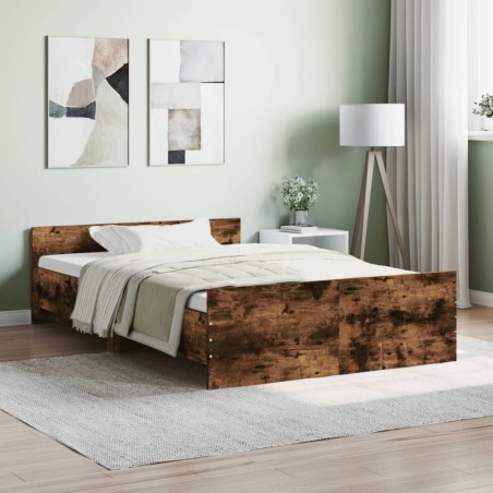 vidaXL Giroletto con Testiera e Pediera Rovere Fumo 120x190 cm