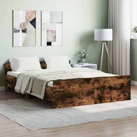 vidaXL Giroletto con Testiera e Pediera Rovere Fumo 135x190 cm