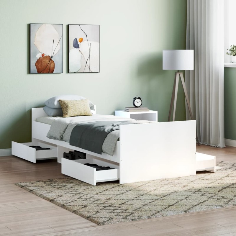 vidaXL Giroletto con Testiera e Pediera Bianco 75x190 cm vidaXL Giroletto con Testiera e Pediera Bianco 75x190 cm