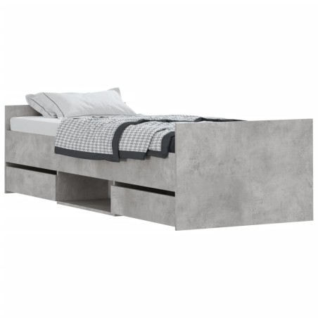 vidaXL Giroletto con Testiera e Pediera Grigio Cemento 75x190 cm