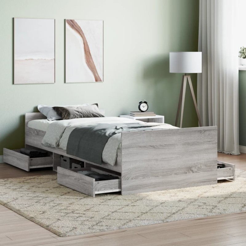 vidaXL Giroletto senza Materasso Rovere Sonoma 90x190 cm vidaXL Giroletto senza Materasso Rovere Sonoma 90x190 cm
