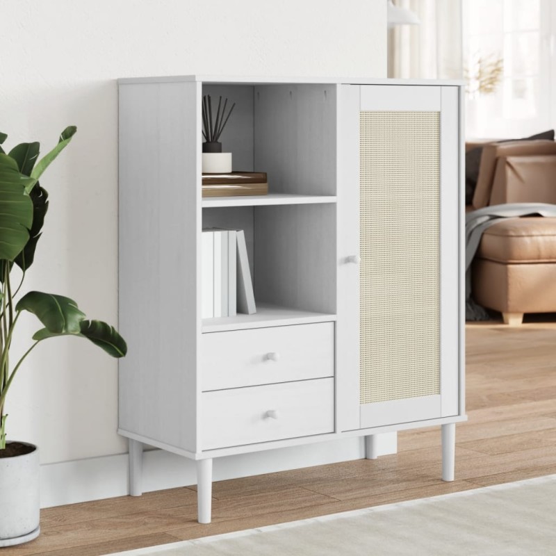 vidaXL Credenza SENJA Aspetto Rattan Bianco 90x40x112cm Massello Pino vidaXL Credenza SENJA Aspetto Rattan Bianco 90x40x112cm Massello Pino
