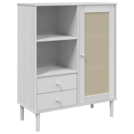 vidaXL Credenza SENJA Aspetto Rattan Bianco 90x40x112cm Massello Pino