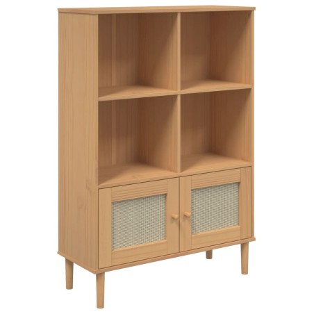 vidaXL Credenza SENJA Aspetto Rattan Marrone 90x35x130 cm Legno Pino