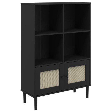 vidaXL Credenza SENJA Aspetto Rattan Nero 90x35x130 cm Legno Pino