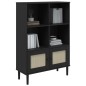 vidaXL Credenza SENJA Aspetto Rattan Nero 90x35x130 cm Legno Pino