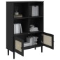 vidaXL Credenza SENJA Aspetto Rattan Nero 90x35x130 cm Legno Pino