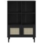 vidaXL Credenza SENJA Aspetto Rattan Nero 90x35x130 cm Legno Pino