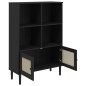 vidaXL Credenza SENJA Aspetto Rattan Nero 90x35x130 cm Legno Pino
